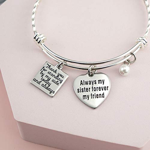 Melix Home Maid Of Honor Gift Sister Bracelet Thank You For Standing By My Side Today And Always, Always My Sister Forever My Friend Bracelet Bridesmaid Bracelets #TOP3