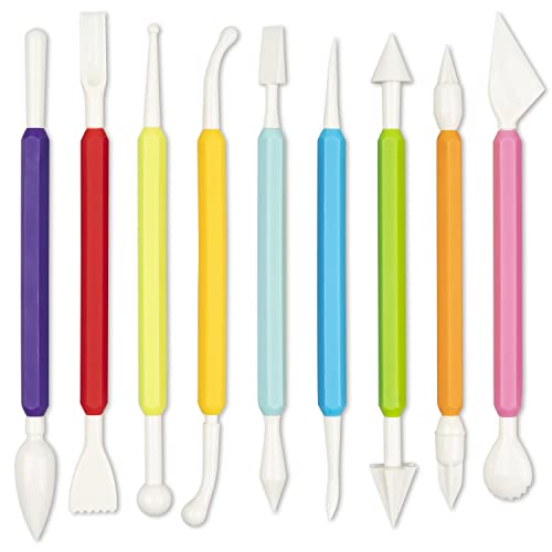 9PCS Clay Tools for Kids& Adults, Luney Plastic Air Dry Clay Tools Kit, Double-Head Clay Sculpting Tools for Pottery, Crafts, Baking, Carving, Modeling, Shaping(Assorted Colors)