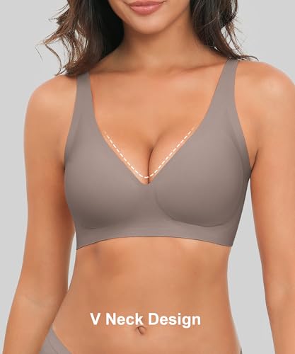 Image of Xcutting Bra for Women Wireless No Underwire Seamless Full Coverage Deep V Bralettes Everyday Comfortable Soft