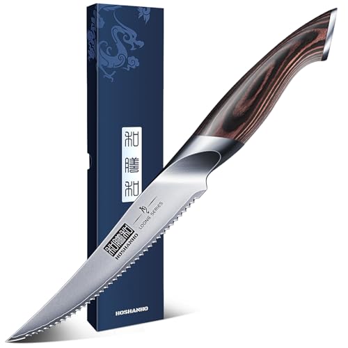 HOSHANHO 5 inch Tomato Knife, Ultra Sharp Japanese High Carbon Stainless Steel Tomato Slicer Knife,...