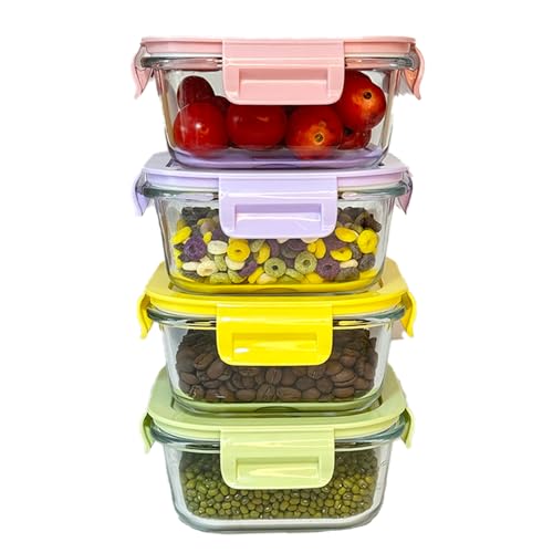 B.GUBOBOYA 8 Pcs Square Glass Food Storage Container with Lids, Square Glass Meal Prep Containers Set, 2 Cup glass Food Storage for Lunch Salad, Microwave, Oven, Freezer and Dishwasher Safe (4 Pack)
