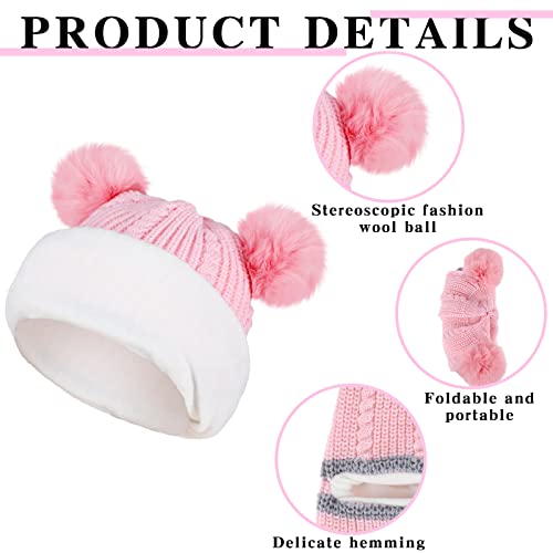 Bencailor 2 Pcs Baby Winter Hat Scarf Set Toddler Winter Hat Infant Beanie Balaclava Ear Flap for 1-5 Year Old Girl Boy(Pink, Black) - Thumbnail 6