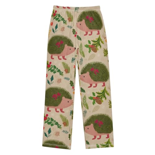 ZZXXB Hedgehog Spruce Branches Boys Long Pants Soft Trousers Elastic Waist Kids Lounge Bottoms with Pockets S-XL