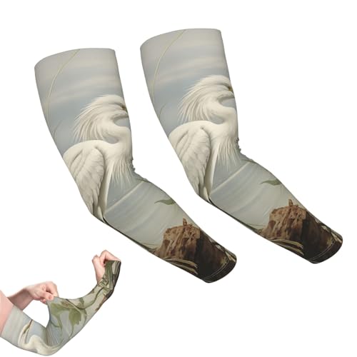 VTCTOASY Arm Sleeves for Men Women UV Sun Protection Sleeves Swamp Egret Arm Sleeve Cooling Tattoo Cover