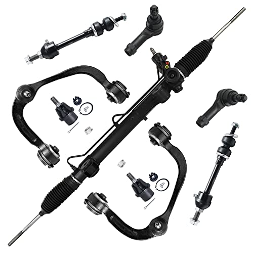 Image of Detroit Axle - 4WD Front 9pc Rack & Pinion Kit for 05-08 Ford F-150 Lincoln Mark LT, Rack and Pinion Upper Control Arms Tie Rods Sway Bars Lower Ball Joints 2005 2006 2007 2008 Replacement