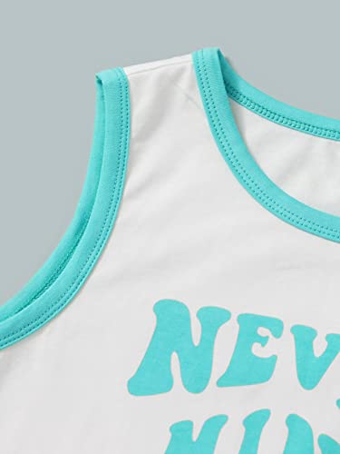 Image of SHENHE Girl's Letter Print Cropped Tank Top Sleeveless Contrast Binding Crop Tops