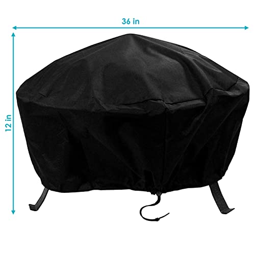 Sunnydaze Round Outdoor Fire Pit Cover - Weather-Resistant Black Heavy Duty Vinyl Pvc Round Fireplace Cover With Drawstring Closure - 36-Inch #TOP2