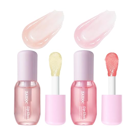 ZAIDOC 2PCS 2 Pcs Hydrating Lip Gloss Set, High Shine Moisturizing Lip Tint, Non-Sticky Glassy...