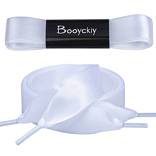 Image of Booyckiy 3 /4 inch Wide Satin Ribbon Shoelaces Flat Colorful Shoe Laces for Women Girls
