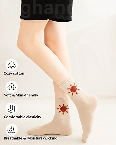 Image of IIG Women's Fashion Cute Cotton Socks Novelty Funny Above Ankle Crew Socks Holiday Gifts for Women 4 /5 Pairs