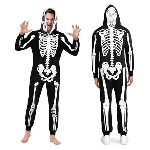 MeYuxg Disfraz Esqueleto para Mujer y Hombre, Esqueleto Halloween Disfraz Adulto, Traje Esqueletos, Pijama Esqueletos, Mono esqueleto, Disfraz Calavera para Halloween, Carnaval y Cospla (S)
