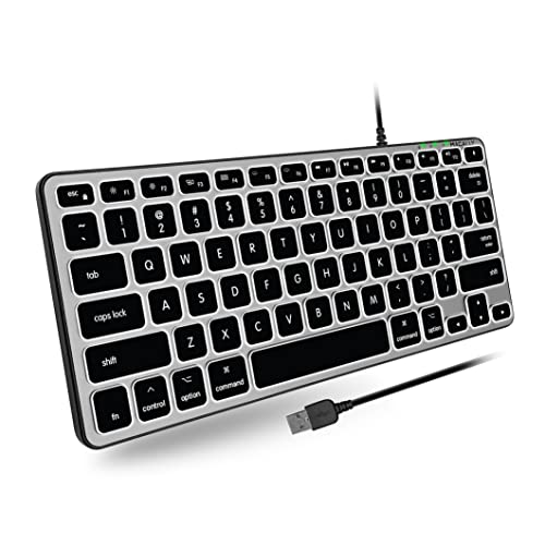 Macally Backlit Wired Keyboard for Mac | Compatible Apple Keyboard (Small and Compact) Comfortable All Day Typing USB Keyboard for MacBook Pro/Air, iMac, Mac Mini/Pro (Space Grey) by Macally - Used condition - US$31.17