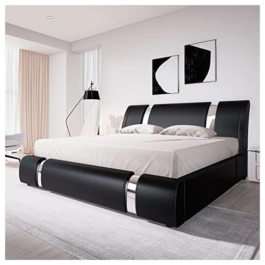 Allewie Queen Bed Frame with Iron Piece Decor