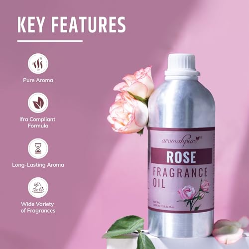 Image of Aromahpure Rose Aroma Oil | 1 Liter Undiluted & Natural | Long-Lasting Scent for Aromatherapy, Candle & Soap Making, Diffusers, Room Freshener, Humidifier, Bathroom Revitalizer & Home Essentials