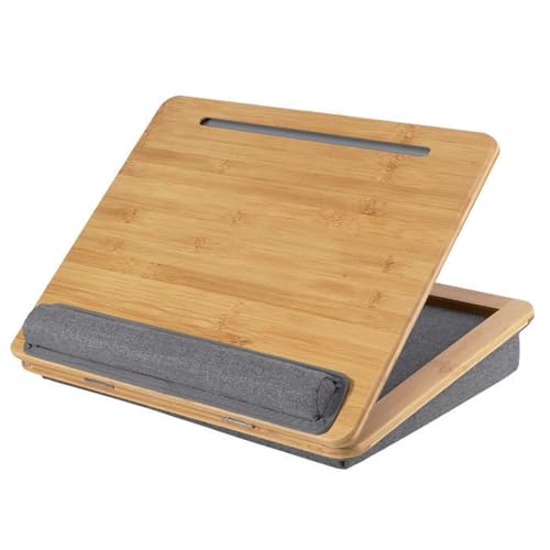 SANJIMO Adjustable Lap Desk for Laptop with Cushion, Bamboo Laptop Stand with Anti-Slip Strip Tablet...