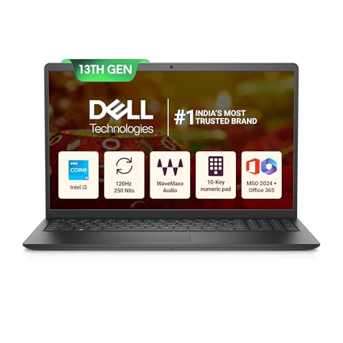 Dell Vostro, Intel Core i3 13th Gen - 1305U, 16GB DDR4 RAM, 512GB, FHD 15.6'/39.6 cm, Windows 11, Office H&S 2024, Carbon Grey, 1.66Kg, 120Hz 250 nits Narrow Border Display, Intel UHD Graphics Laptop