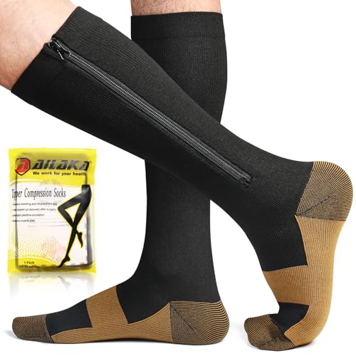 Image of Ailaka Medical 15-20 mmHg Zipper Compression Socks Women Men
