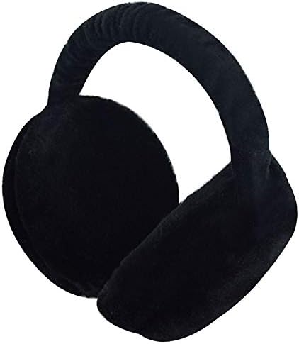 Monique Unisex Winter Soft Warm Plush Earmuff Adjustable Foldable Hamburger Ear Muffs Sport Outdoor Travel Ear Warmers Black