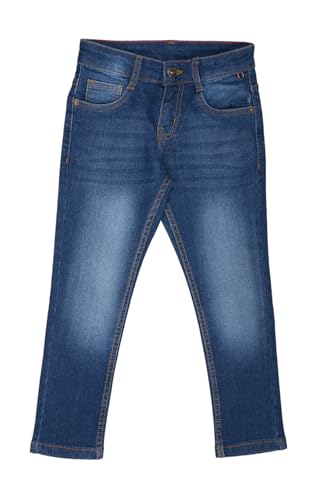 Image of Pantaloons Junior Kids Cotton Stretch Blend Jeans | Slim Fit | Mid Rise Waist | Full Length