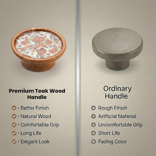 Image of Teak Wood Handle for Main Door /Door Handle for Home & Office /Pull & Push Handle for Main Door /Modern Designer Handle - Pack of 1 (Full, 8 Inch) - Model 5031-| 3 Years Warranty |