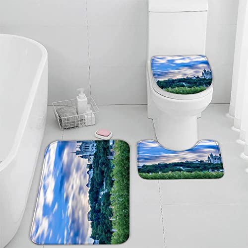 Badezimmer Badematte 3 Teilig Set Natürliche Architektur rutschfest Badteppiche Saugfähig Badezimmermatte Weich WC…