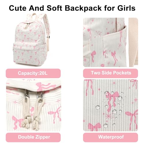 Image of BTOOP School Backpack for Teens Large Corduroy Bookbag Lightweight 15.6 inch Laptop Bag for Girls Women Casual High School College
