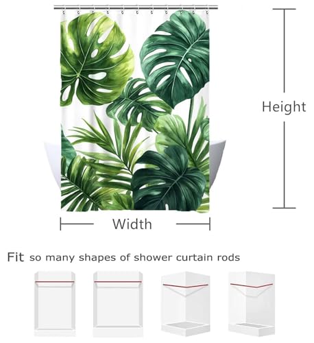 Rideau Douche Polyester Durable Qualité Premium Vert à Ourlet Lesté