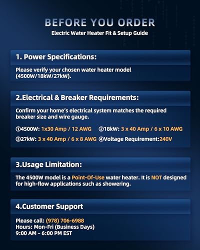 Image of APUS 4500W Electric Tankless Water Heater, 240V, Point of Use, 3s Hot Water