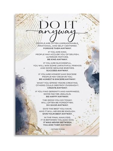 Christian Inspirational Quote Canvas Print Motivational Poem Wall-Art Faith Based Home Decor for Living Room Bedroom Office(Fram