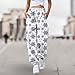 FSHYJUIFB Christmas Pants for Women Fall Fashion Drawstring High Waist Joggers Sweatpants Soft Lounge Petite Tights Pajamas A-White X-Large