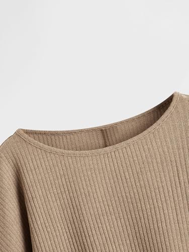 Image of SweatyRocks Women's Crewneck Long Sleeve Knit Crop Top Cropped Sweaters | Casual Raglan Sleeve Loose Lightweight Crop Sweater, Basic Classic, Fall Fashion Winter Clothes