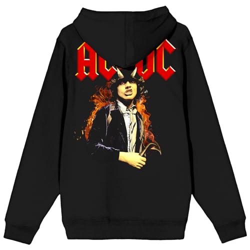 ACDC Angus Young with Horns Men's Black Zip Hoodie3