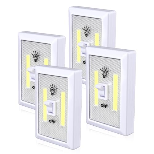 Lzonunl Closet Light Battery Operated Tap Light Super Bright Switchlight Stick On Light Wall Mount Under Cabinet Lighting Push Night Light for Cupboard Shed Basements(4 Pack)