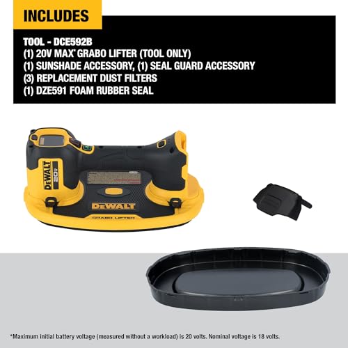DEWALT 20V MAX Cordless GRABO Suction Lifter, Bare Tool Only, Lift-load Capacity of Up to 265 lbs. (DCE592B)