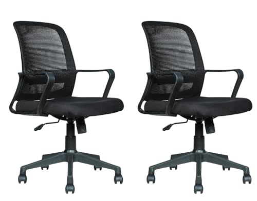 Image of NGFC Mesh Mid Back Ergonomic Work from Home Office Desk Chair, Study Chair, Revolving Chair, Computer Chair, Ergonomic Lumbar Support, Tilt Lock Mechanism (2, Black)