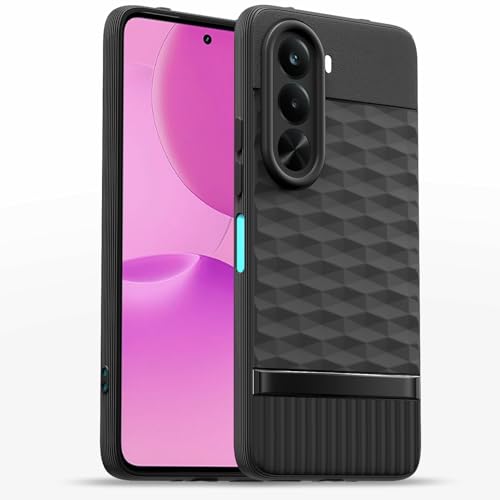 Image of Pikkme Back Cover for Realme P4x 5G Camera Protection 3D Hexa Cube Design Silicone Protective Bumper Case (Black)