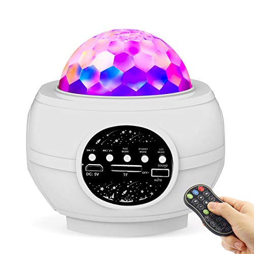 UBEGOOD LED Sternenhimmel Projektor Lampe, Bluetooth Music Projector Nachtlicht LED Wasserwelle Sterne Projektor Lampe mit Fernbedienung und Timer für Baby Schlafzimmer, Party, Weihnachten, Halloween