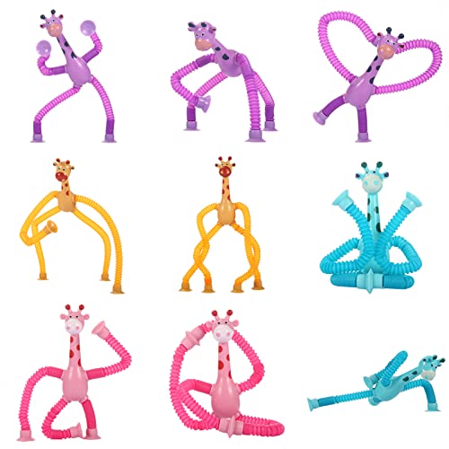 Xonteus XONTEUS123 4 Pack Telescopic Suction Cup Giraffe Toy, Sensory Tubes For Toddler, Fidget Toys For 3 4 5 6 7 8 Year Old Boys Girls, Toddler Travel Toys,Christmas Stocking Stuffers thumb #1