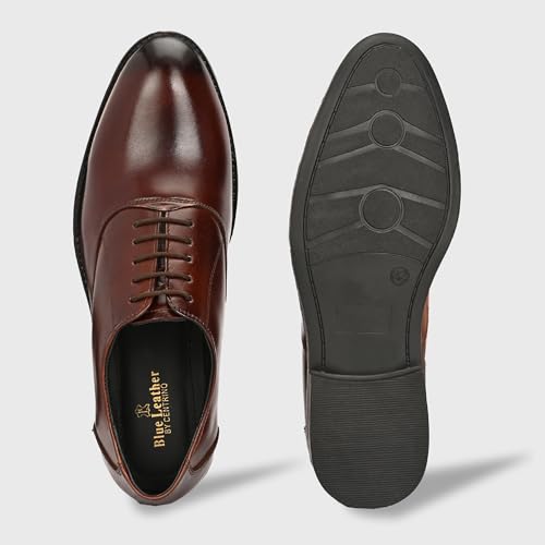 Image of Blue Leather by Centrino Genuine Leather Slip-On Men's Formal Shoe |Stylish with Soft Cushioned Insole |Trendy Non Lace-Up Design |Durable Leather with Anti-Skid Sole | Perfect for Formal Wear (4017)