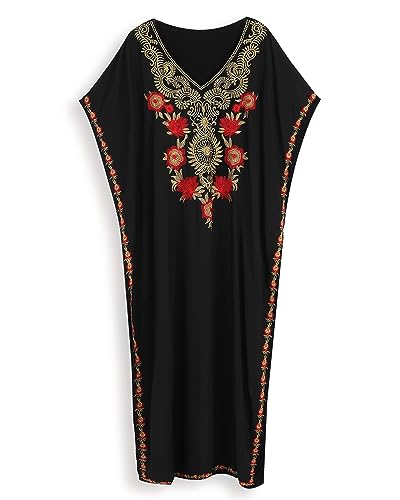 Moroccan Kaftan Dresses for Women Plus Size Caftans Loungewear Embroidered Beach Kaftan Cover up mumu House Dress