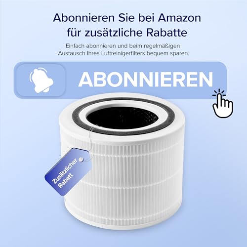 Image of LEVOIT Replacement Air Filter for Core 300S and Core 300 Air Purifier, HEPA Filter, High Efficiency Activated Carbon Filter and Pre-Filter, Against 99.97 Percent Allergens, Dust, Pollen, Smoke, White