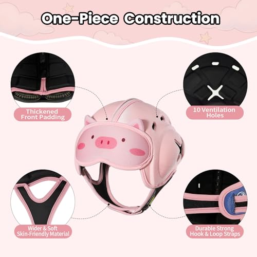 Image of Mambobaby Baby Head Protector Baby Helmet for Crawling Walking- Extra-Thick Deep Forehead Padding, Toddler Helmet 6-24 Months, Infant Safety, Ultra-Light Soft Desig-Pink Pig