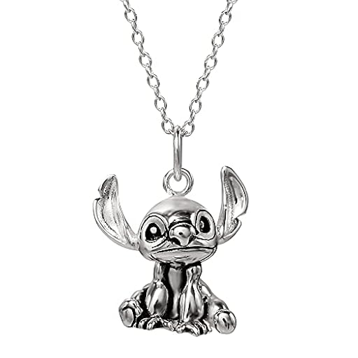 Collar Colgante de Plate 3d de Plata de Disney Lilo y Stitch Sterling, con Licencia Oficial | Ya disponible en tu tienda friki favorita! En mundofriki.es!