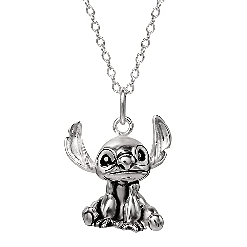 Collar Colgante de Plate 3d de Plata de Disney Lilo y Stitch