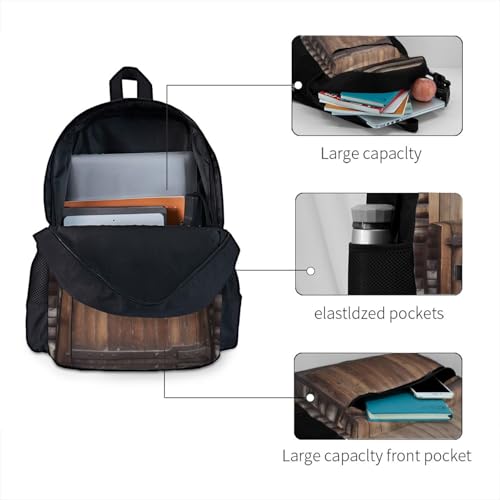 Rustic Wooden Door printed Adult backpack Travel Shoulder daypack4