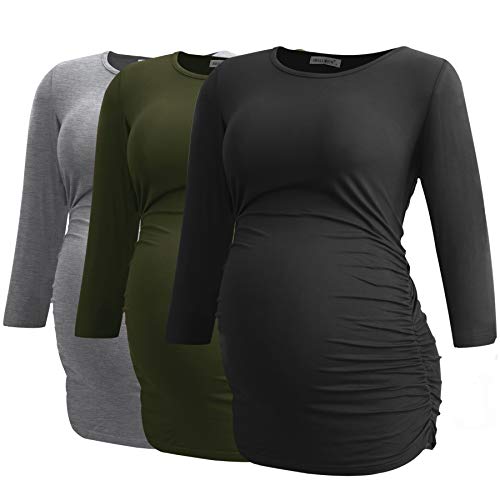 Chemise de grossesse manches 3/4 extensible et respirante lot de 3
