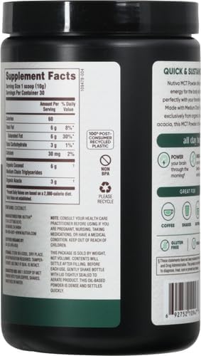 Miniatura 3 de Nutiva Polvo orgánico MCT con fibra de acacia prebiótica clásico 106 onzas USDA orgánico sin OMG sin BPA vegano sin gluten keto y paleo bebida