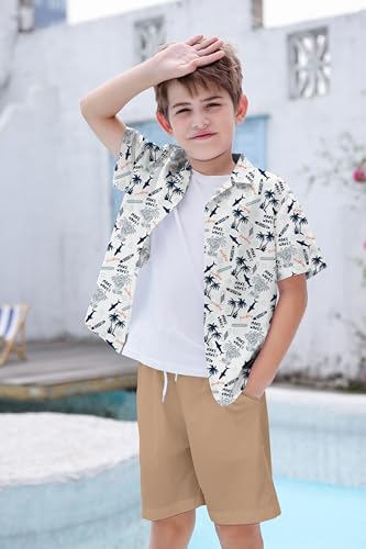 Image of Cromoncent Matching Hawaiian Outfits for Family, Dad and Son Matching Luau Beach Tropical Shirts Mommy Daughter Tropical Sets