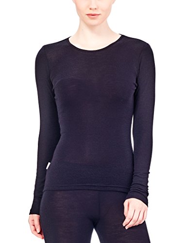 Icebreaker Women's Everyday Long Sleeve Crewe Top, Black, Large