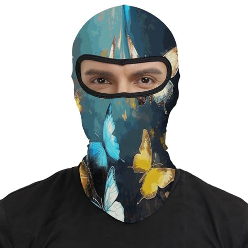Pasamontaña para hombre y mujer con estampado de mariposas, balaclava para motocicleta, casco completo, protector facial y cuello miniatura 2